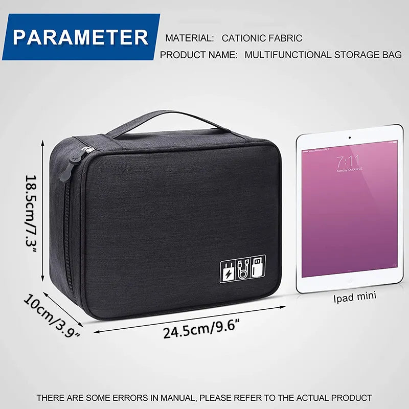 (New) - Portable Electronic Organizer: Streamlined Cable & Device Storage bag
